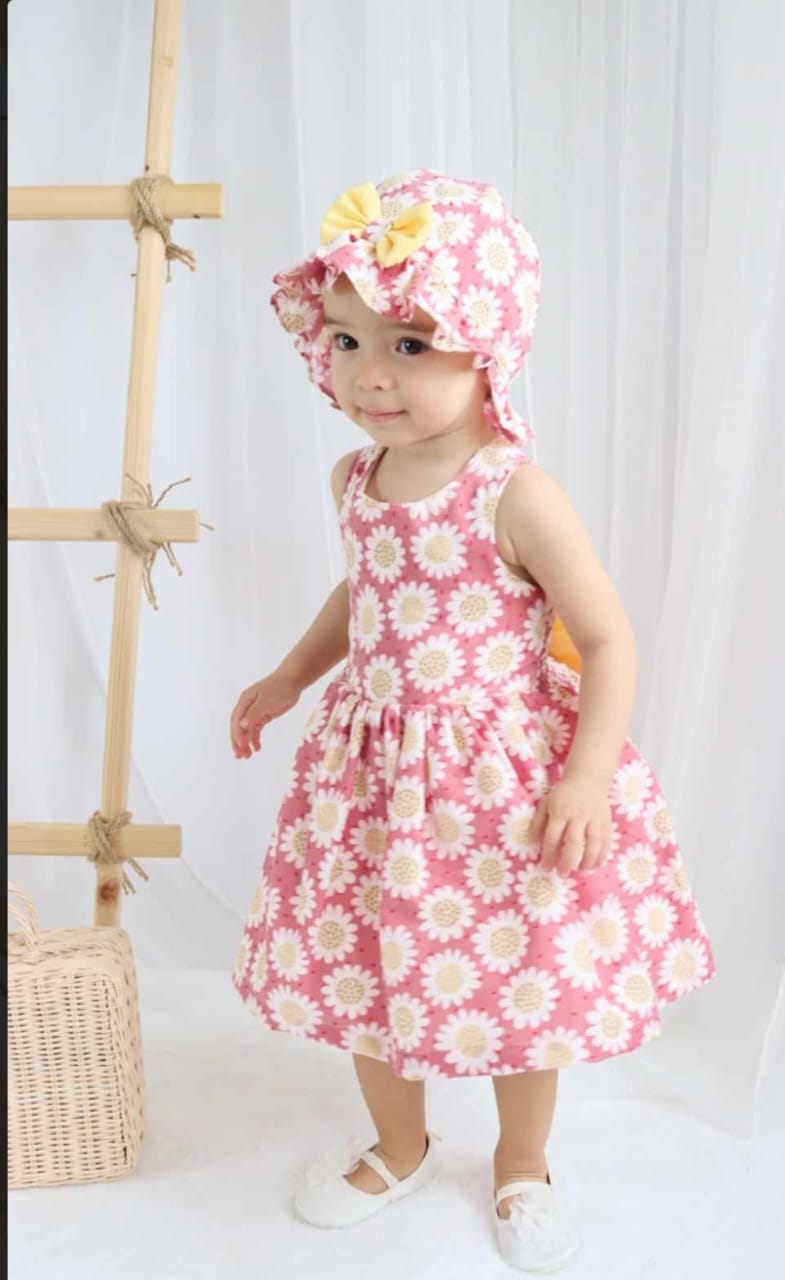 Baby girl 2pcs dress & hat Age (1-3Y)