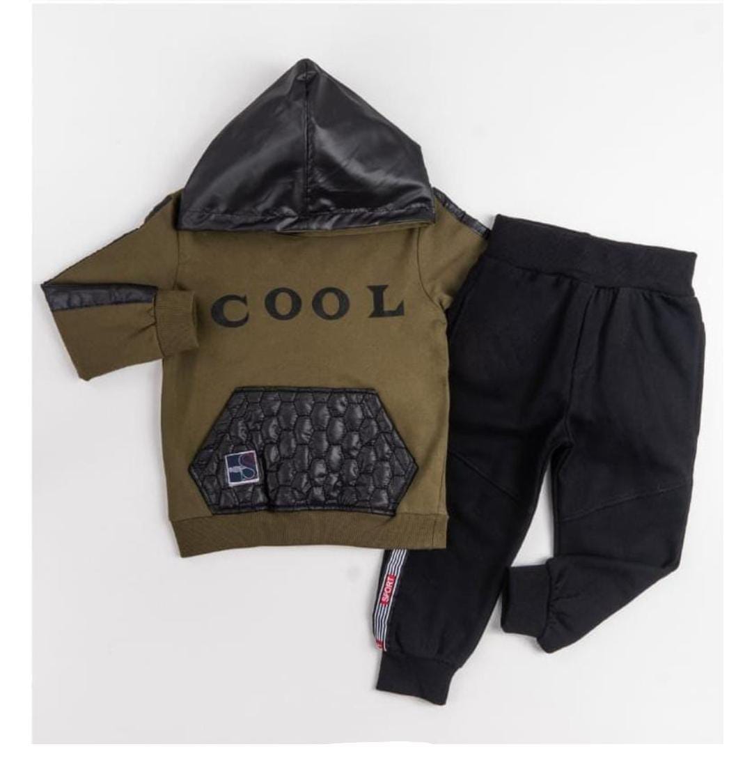 Boys  Faux Leather Hooded Tracksuit